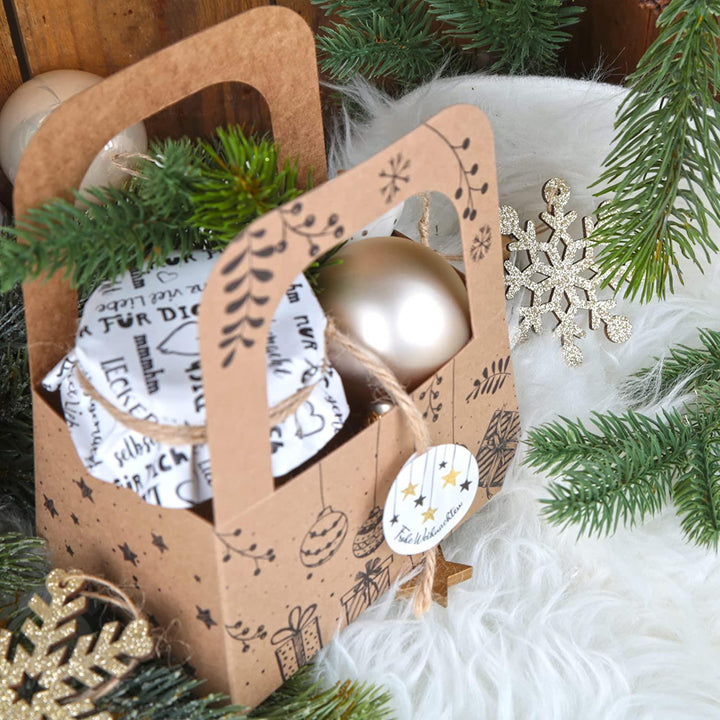 Weihnachtsgeschenk Verpackung aus Kraftpapier Weihnachtskörbchen mit Henkel 10 Stück
