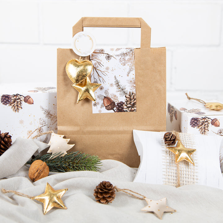 Tasche mit Henkel & Boden 18 x 22 x 8 cm aus Kraftpapier braun als Verpackung 50 Stück