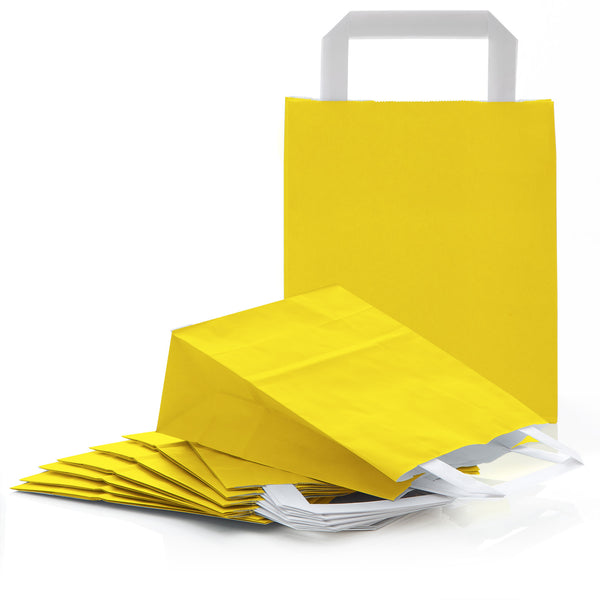 Gelbe Papiertüte mit Henkel & Boden 18 x 22 x 8 cm als Verpackung an Ostern Geburtstag 50 Stück