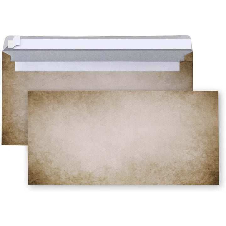 Briefumschlag 11 x 22 cm beige braun marmoriert im Vintage-Stil - Kuvert für Briefe - Foto 1