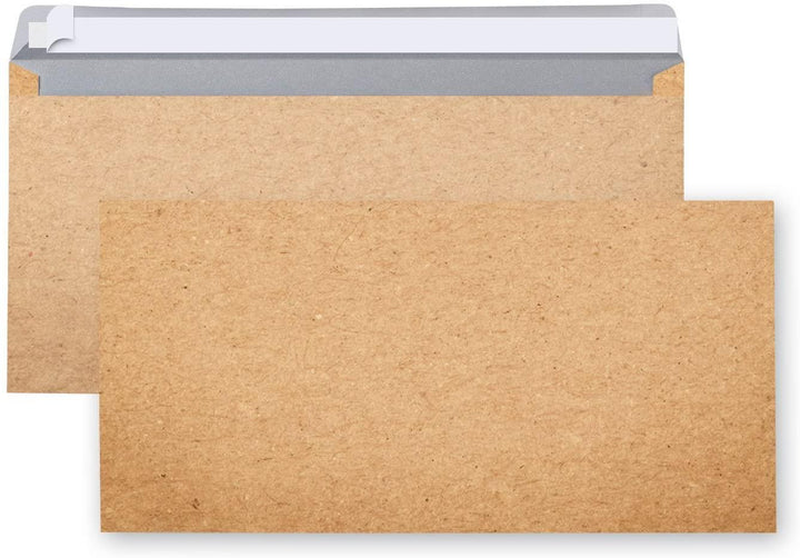 Briefumschläge braun in Kraftpapier-Optik DIN lang 22 x 11 cm - Briefkuvert für Briefe & Einladungen 50 Stück