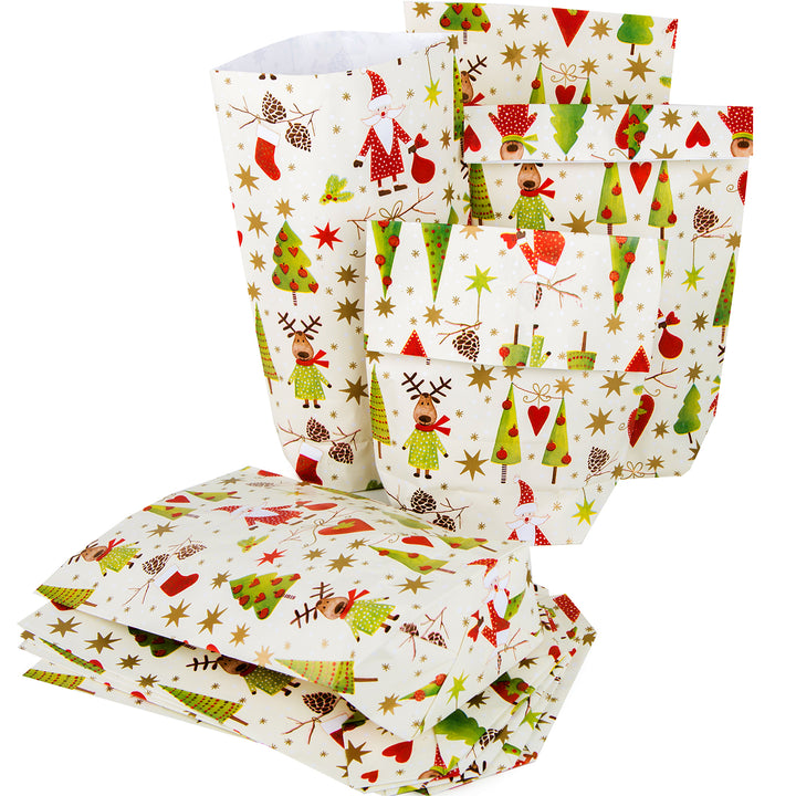 Weihnachtstüte zum Befüllen rot grün 16,5 x 26 x 6,5 cm 50 Stück
