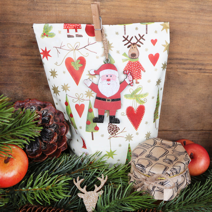 Weihnachtstüte zum Befüllen rot grün 16,5 x 26 x 6,5 cm 50 Stück