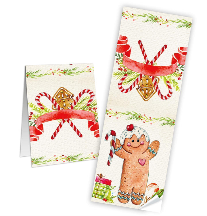 braune Weihnachtstüten (16,5 x 26 cm) mit Weihnachtsaufkleber Lebkuchenmann  (7 x 21 cm) 50 Stück