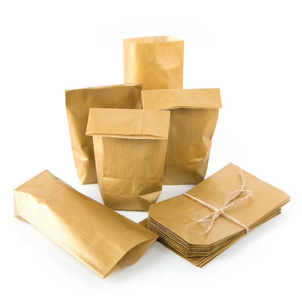 Goldene Papier-Kreuzbodenbeutel (9 x 15 x 3,5 cm) - kleine Geschenkverpackung 100 Stück