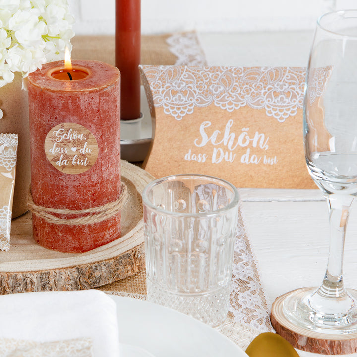 Kleine Geschenkboxen Schön, dass du da bist Kraftpapier-Optik braun weiß 50 Stück