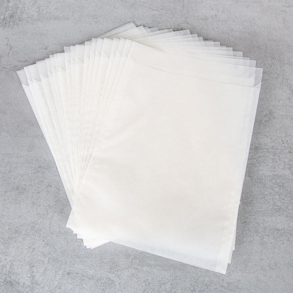 Papiertüten aus Pergamin leicht transparent 18,5 x 23 cm + 3 cm Lasche 100 Stück