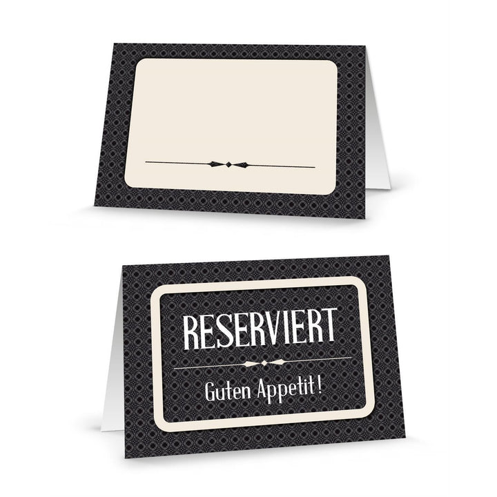 Reserviertschilder zum Beschriften Klappkarten schwarz creme - Tischreservierung - Foto 1