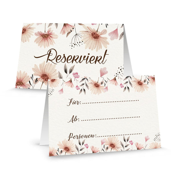 Reserviert Schilder Blumen rosa beige floral - Tischreservierung Restaurant Hotel Tischkarte Gastronomie 100 Stück