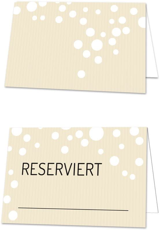 Karten zur Tischreservierung - weiß beige zum Beschriften 50 Stück
