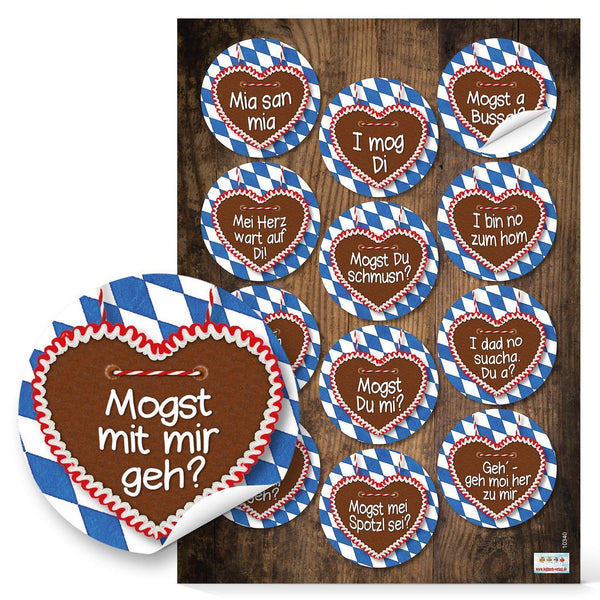 Aufkleber mit bayerischen Sprüchen Oktoberfest Party Deko Ø 6 cm - Foto 1