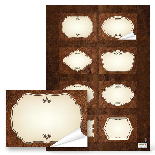 Beschreibbare Blankoaufkleber vintage braun beige 7 x 5 cm Haushaltsetiketten 48 Aufkleber / 6 Bögen