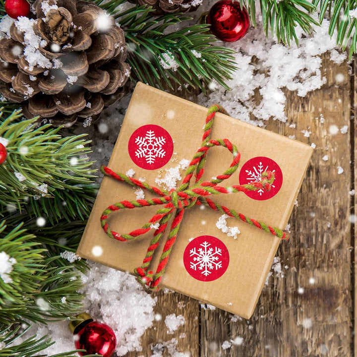 Schneeflocken Sticker rot weiß Ø 4 cm - Foto 2