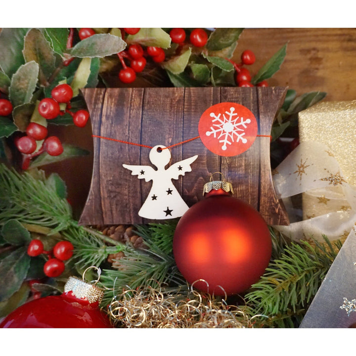 Schneeflocken Sticker rot weiß Ø 4 cm - Foto 5