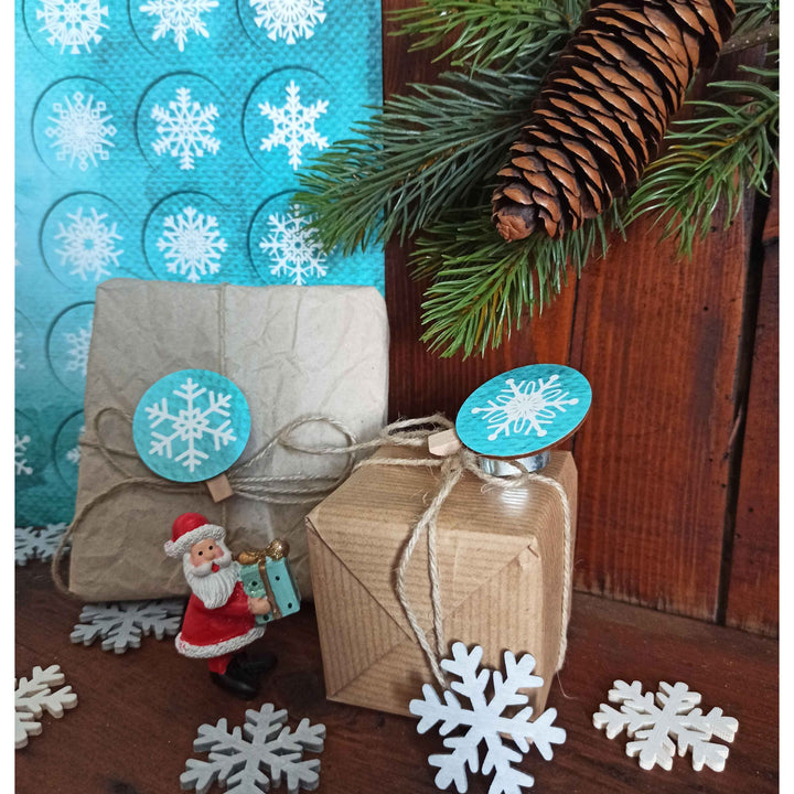 Schneeflocken Sticker türkis weiß 4 cm Winter Aufkleber - Foto 2