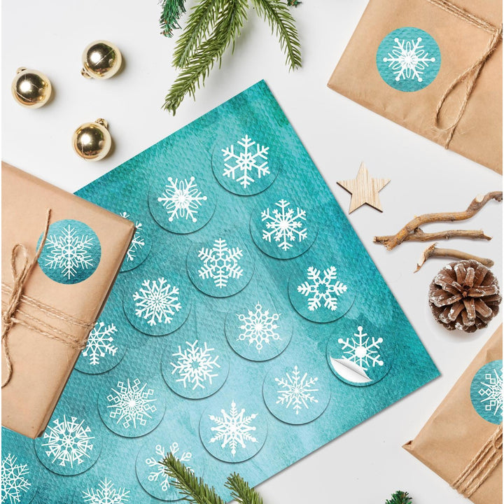 Schneeflocken Sticker türkis weiß 4 cm Winter Aufkleber - Foto 3