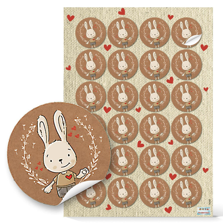 Ostersticker 4 cm rund braun mit Osterhasen-Motiv - Foto 1