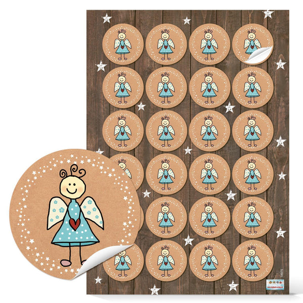 Schutzengel Aufkleber rund 4 cm Engel Weihnachtssticker 96 Aufkleber / 4 Bögen