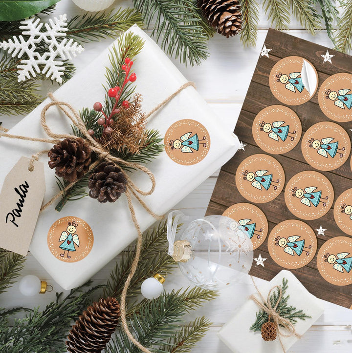 Schutzengel Aufkleber rund 4 cm Engel Weihnachtssticker 96 Aufkleber / 4 Bögen