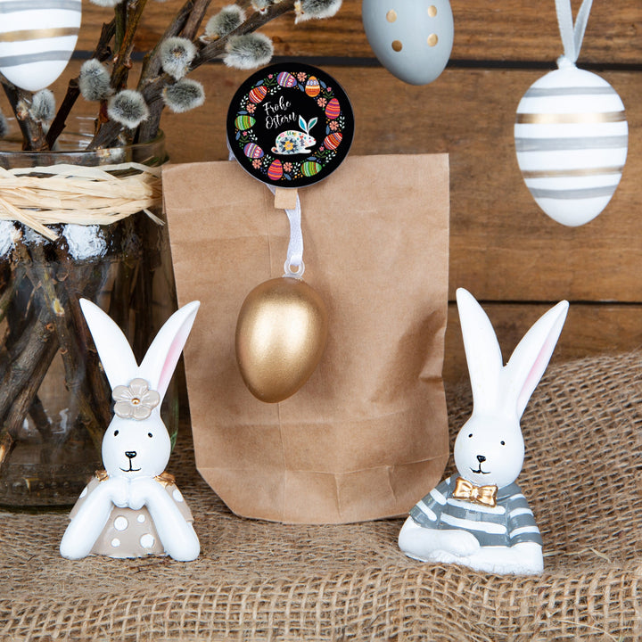 Florale Folklore Geschenkaufkleber für Ostern - 4 cm rund bunt - mit Osterhase - Foto 2