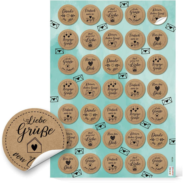 Kleine Geschenkaufkleber - 3,2 cm rund - mit Sprüchen wie Danke - für dich - Grüße - Foto 1