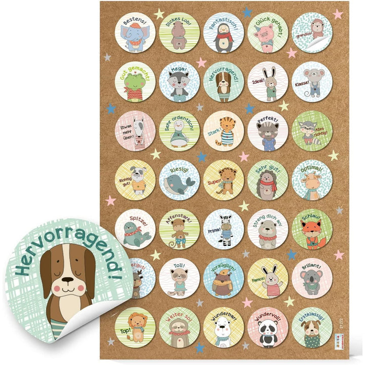 Kleine Belohnungssticker für Schule Kindergarten Unterricht - Ø 3,2 cm 140 Aufkleber / 4 Bögen