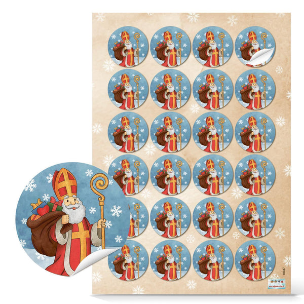 Nikolausaufkleber blau rot 4 cm Heiliger Nikolaus Sticker - Foto 1