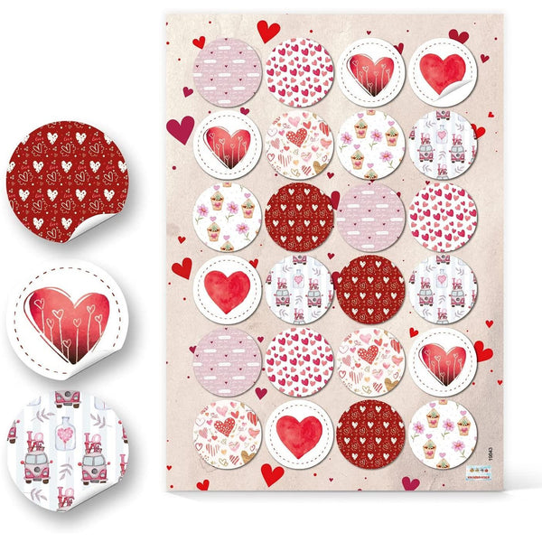 Runde Herzaufkleber - 4 cm rot weiß rosa - kleine und große Herzen - Foto 1
