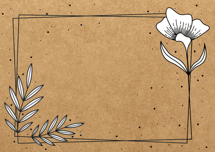 Platzdeckchen aus Papier DIN A3 - in Kraftpapieroptik braun mit Blumen 50 Stück