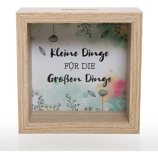 Spardose quadratisch mit Spruch KLEINE Dinge FÜR DIE GROßEN Dinge - Foto 1