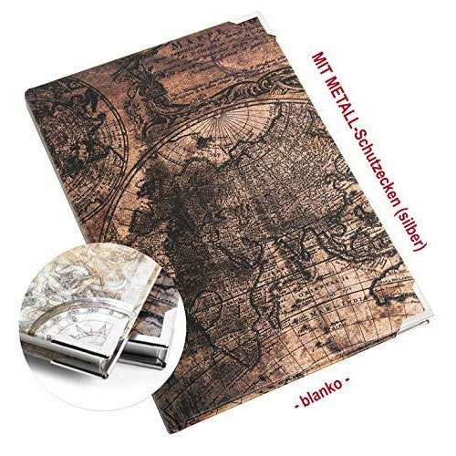 großes Vintage Notizbücher SET DIN A4 + A5 Weltkarte + Anker Motiv - 4 leere Bücher - Blanko zur freien Gestaltung Geschenk Geburtstag - Foto 2