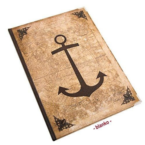 großes Vintage Notizbücher SET DIN A4 + A5 Weltkarte + Anker Motiv - 4 leere Bücher - Blanko zur freien Gestaltung Geschenk Geburtstag - Foto 4