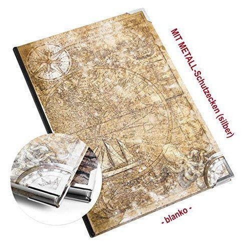 großes Vintage Notizbücher SET DIN A4 + A5 Weltkarte + Anker Motiv - 4 leere Bücher - Blanko zur freien Gestaltung Geschenk Geburtstag - Foto 8