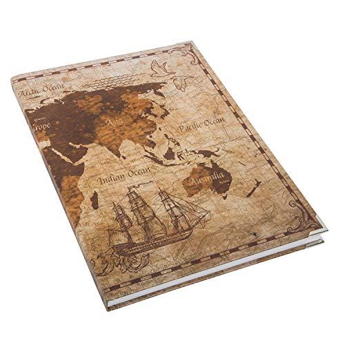 Logbuch-Verlag großes Vintage Notizbücher SET DIN A4 + A5 Weltkarte + Anker Motiv - 4 leere Bücher - Blanko zur freien Gestaltung Geschenk Geburtstag