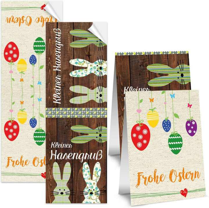 Logbuch-Verlag 25 Frohe Ostern Aufkleber Osterhase Osterdeko Osteretiketten 7,2 x 21 cm zur Verpackung für Kindergeschenke Geschenke Give-Away Tafel Kreide schwarz weiß rot braun