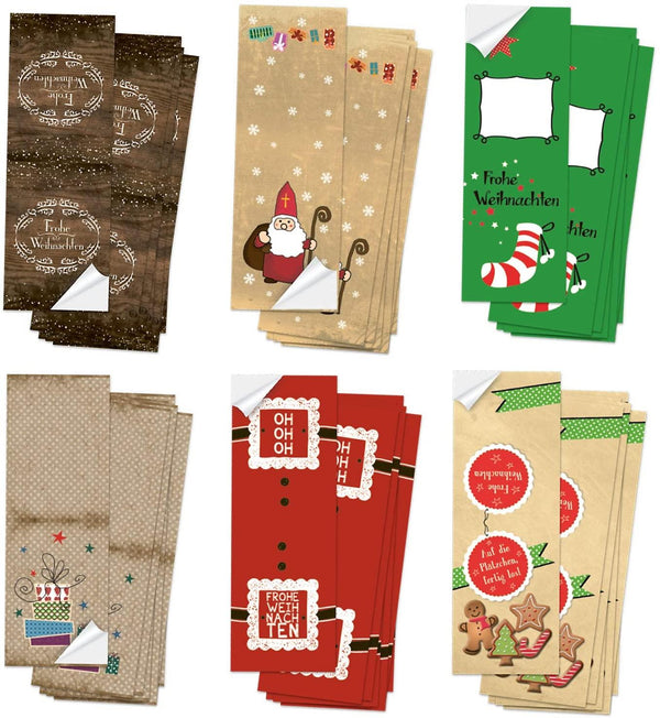 Logbuch-Verlag Aufkleber Set zu Weihnachten - 6 x 10 Weihnachtsaufkleber FROHE WEIHNACHTEN - Geschenkaufkleber zum Beschriften