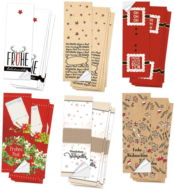 Logbuch-Verlag 10 große XXL Weihnachtsaufkleber 5 x 42 cm blau türkis als Verzierung für Weihnachtsverpackungen - lange Aufkleber zum Beschriften