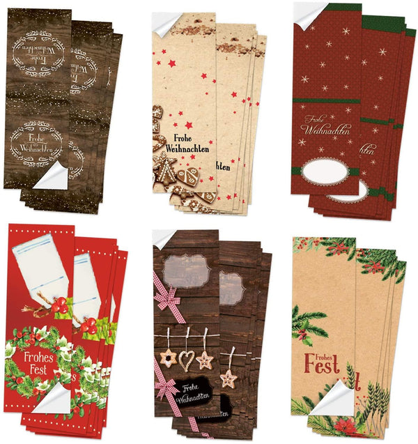 Logbuch-Verlag 25 XXL Aufkleber Weihnachten 5 x 42 cm - Weihnachtsaufkleber für Weihnachtspakete - Hygge-Stil blau weiß natur