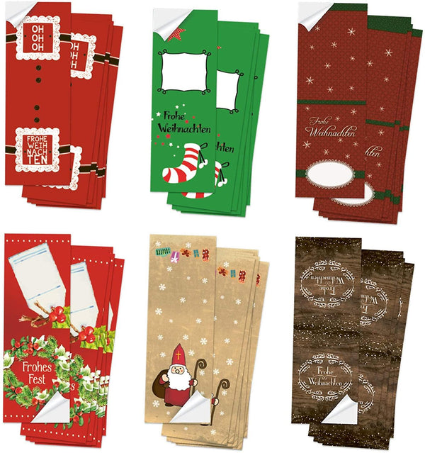 Logbuch-Verlag Weihnachtsetiketten SET - 6 x 10 Weihnachtsdeko Aufkleber 5 x 14,8 cm FROHE WEIHNACHTEN rot weiß - Geschenkaufkleber weihnachtlich