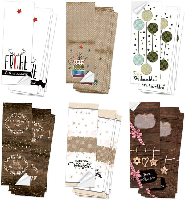 Logbuch-Verlag 30 lange Weihnachtsaufkleber mit Text - weihnachtliche Aufkleber zum Beschriften als Verschluss Verzierung für Verpackungen