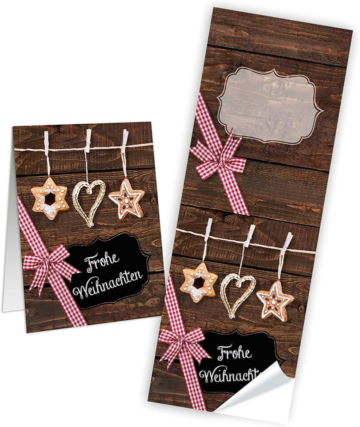 50 braune Geschenktüten Weihnachtstüten mit Boden 14 x 22 x 5,6 cm Kraftpapier natur Tüten + 50 Weihnachtsaufkleber HEILIGER NIKOLAUS ROT weiß beige