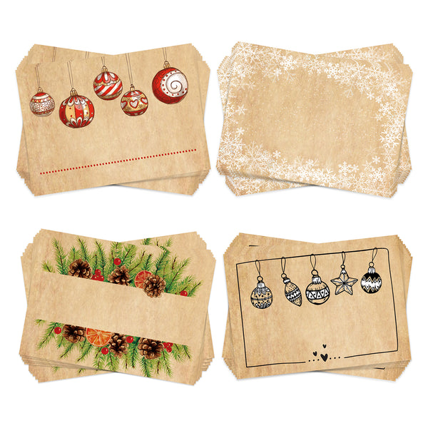 Plätzchentüten 26,5 x 8,5 x 5 cm schwarz + weihnachtliche Aufkleber + goldene Clipse 10 Stück Weihnachtsmotive - Frohe Weihnachten