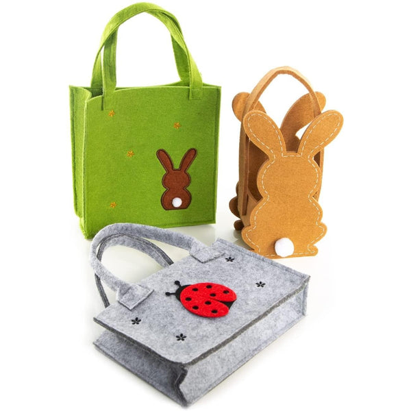 Ostertüten Set aus Filz - 3 Ostertaschen mit Henkel grün + braun + grau - Foto 1