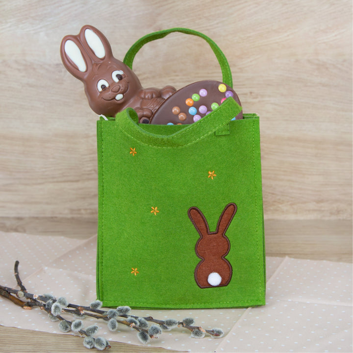 3 Osternest Verpackungen aus Filz - Henkeltaschen grün + grau + schwarz - Foto 2