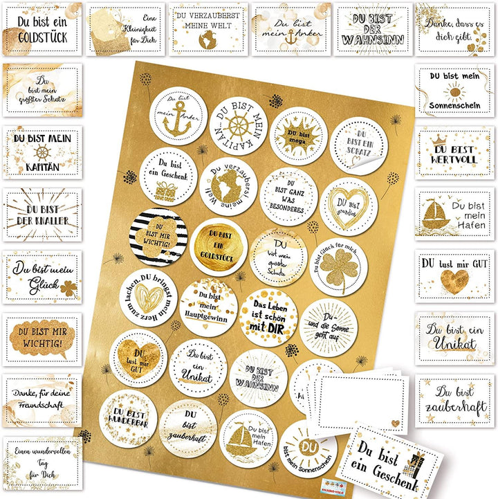 Logbuch-Verlag 12 kleine Muffinstecker aus Holz + 24 Motivationsaufkleber natur - Kuchen Muffin Deko Bastelzubehör Küche