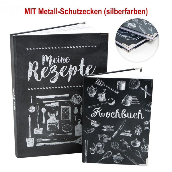Logbuch-Verlag Rezeptbücher SET DIN A4 + A5-3 Kochbücher zum Selberschreiben - Geschenkset Bücher als Geschenk Küche Hobbyköche