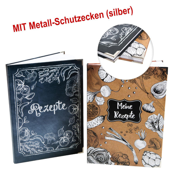 Logbuch-Verlag Rezeptbücher SET Kochbuch + Backbuch DIN A4 leer zur freien Gestaltung - ohne Vorgaben für eigene Rezepte Kochrezepte Backrezepte