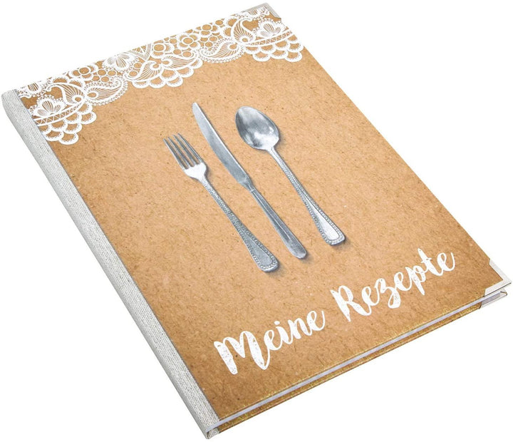 Logbuch-Verlag DIY Rezeptbücher SET MEINE REZEPTE DIN A4 braun schwarz weiß - Vintage Kochbücher leer zum Selberschreiben