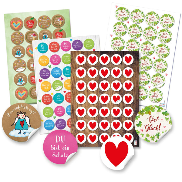 Aufkleber Set mit Sprüchen - 5 x 24 Geschenkaufkleber zum Briefe Schreiben Basteln Verzieren