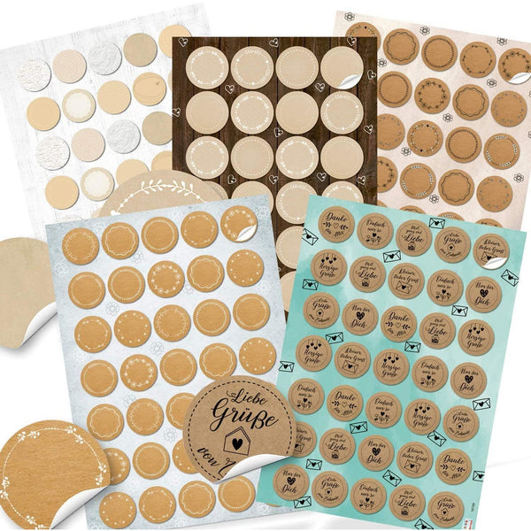 Großes Aufkleber Set mit 129 Blankoaufklebern zum Beschriften + 35 Sprücheaufklebern - Foto 1